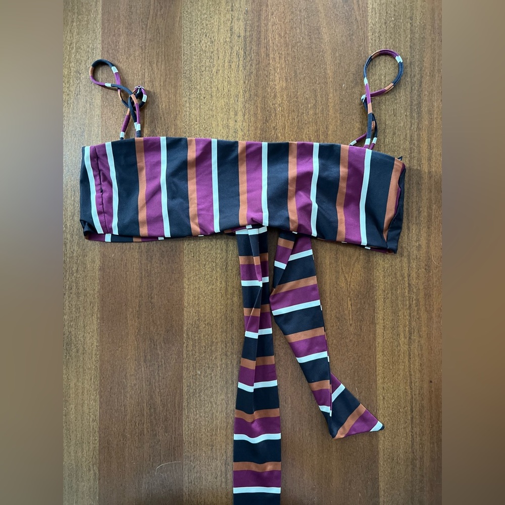 SAME striped tie back bikini top